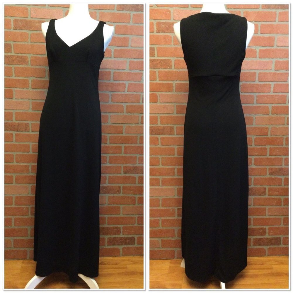 Vintage BCBG Maxazria Dress long black sleeveless v neck made in USA maxi